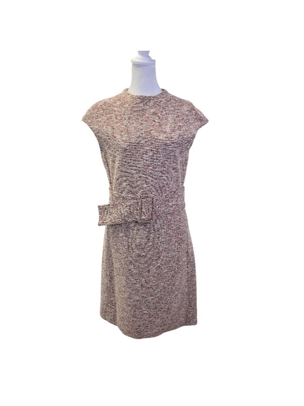 Theory Fancy Tweed Mod Belted Mini Shift Dress Size 8